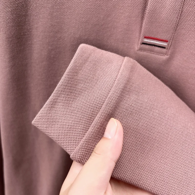 100% Baumwolle Herren Langarm-Poloshirt mit Kragen und Knöpfen, Exquisitem Musterdruck, Neues Herbst-Poloshirt, Business Casual Herrenbekleidung – Detail 7