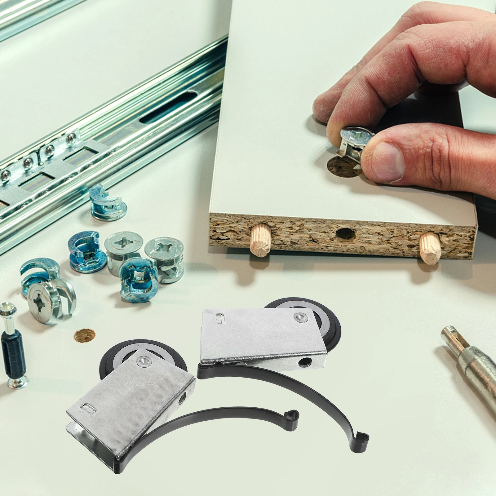 

Metal Sliding Door Rollers Replacement for Glass Patio Cabinet Doors Pulley Bearing Wheel Guide System Set