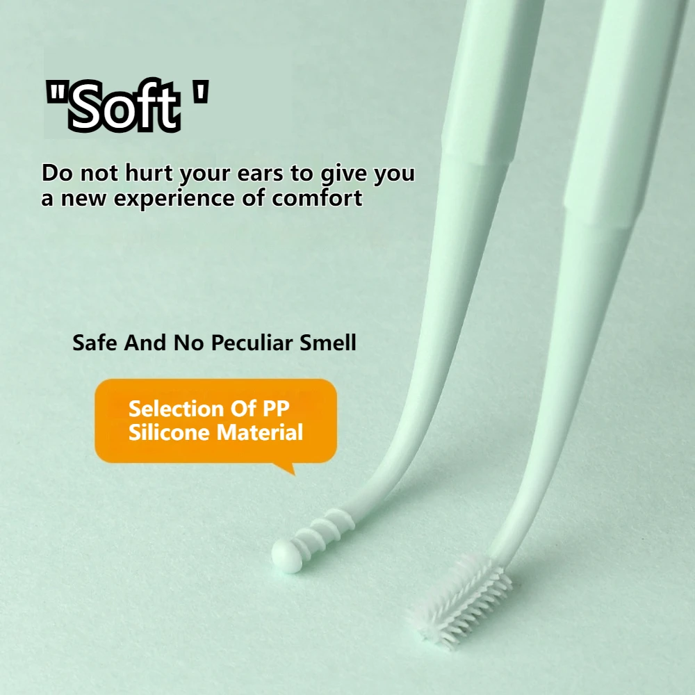 Double Silicone Soft Head Rotary Screw Earpick Ear Picking Tool Massage Ear Cleaner Earscoop Rod
