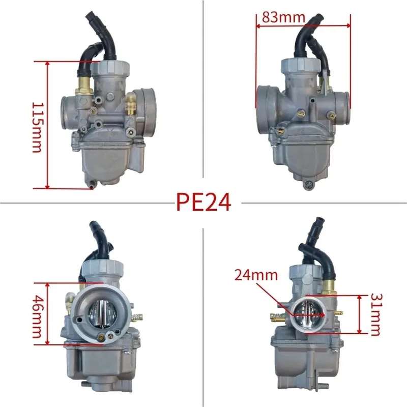 24mm Performance Carburetor | Compatible With 50-125cc 2/4-Stroke Engines Compatible For DASH PE24 NSR125 KX80 KX100 KX125 DIO N