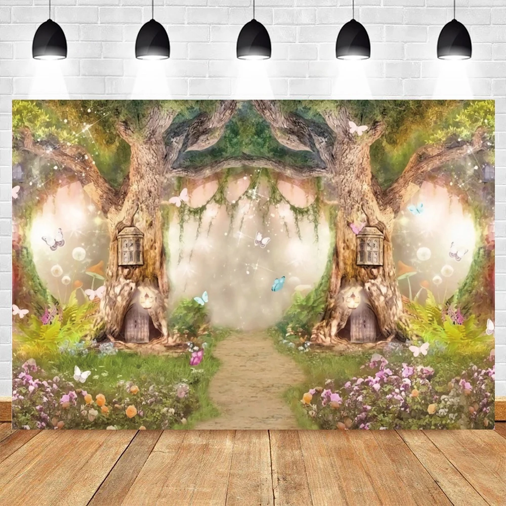 Fairy Tale Forest Backdrop Photography Wonderland Dreamy Jungle Mushroom Baby Shower Kids Birthday Party Photo Background Props