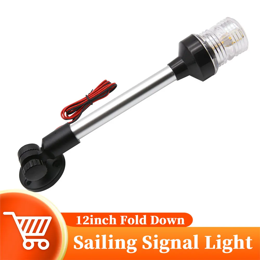 Fold Down Navigation Light Warning Anchor Light Nature White LED Sailing Signal Light Round Pactrade Lamp For Yacht Boat 12/24V