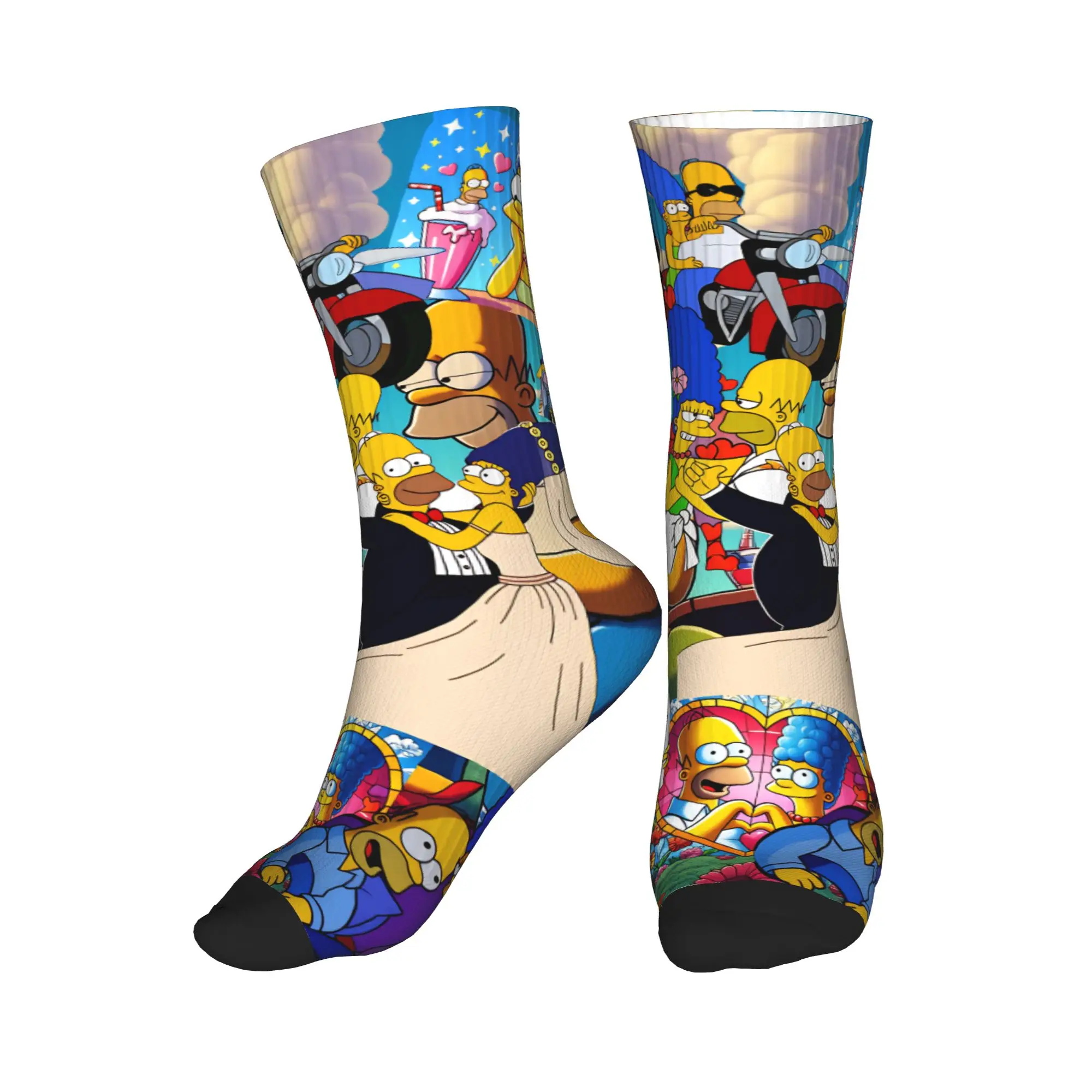 

Homer Marge S-Simpsons Love Collage Stockings Unisex Men Socks Quality Kawaii Socks Spring Running Sports Anti-Slip Socks Gift