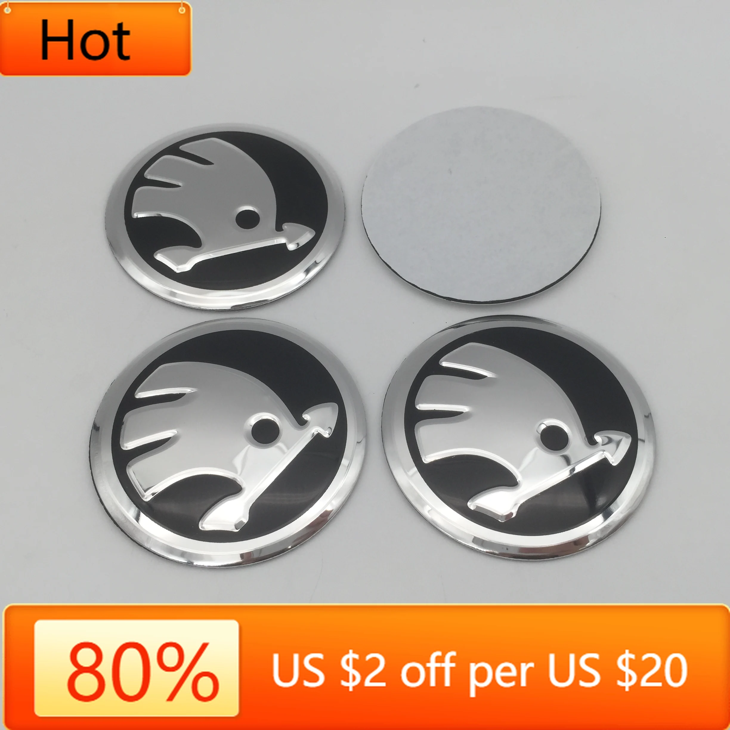 

For Skoda Car Sticker 2025 New 4pcs 3D 56mm 60mm 65mm For Skoda Car emblem Wheel hub Center Cap Badge covers sticker Decals Styl
