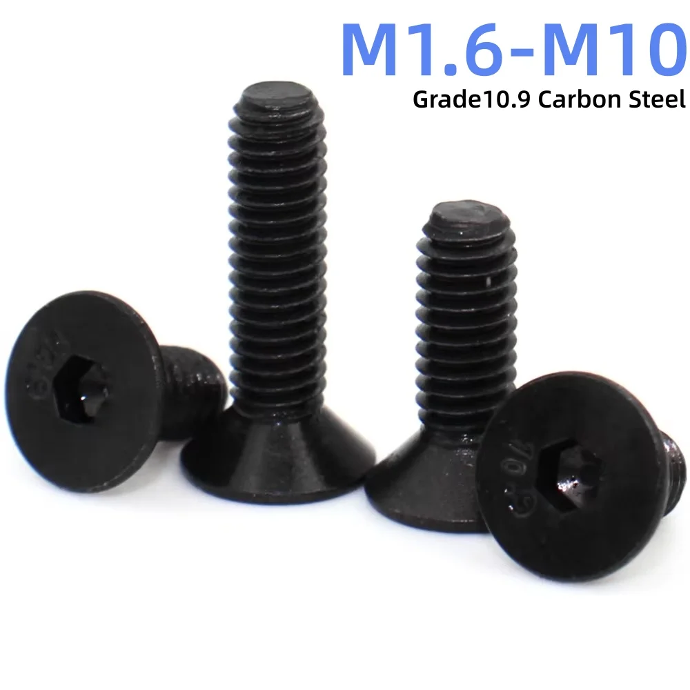 2-50PCS Grade 10.9 Steel Hex Socket Countersunk Head Machine Screws DIN7991 standard M1.6-M10