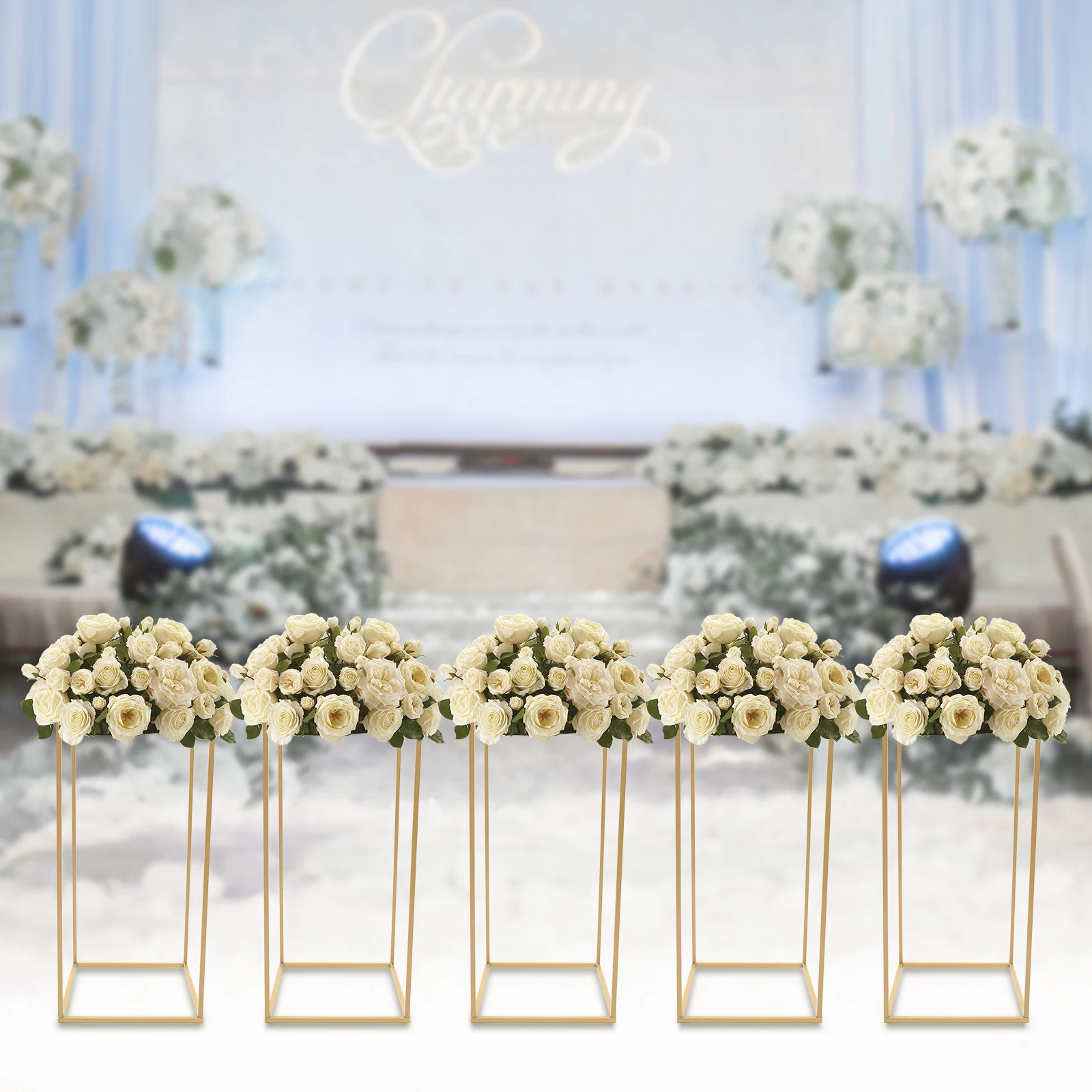 Imagem -03 - Metal Flower Stand para Festa de Casamento Coluna Arranjo Flor Floor Stand Dinner Centerpiece Altura 60cm Pcs Pcs