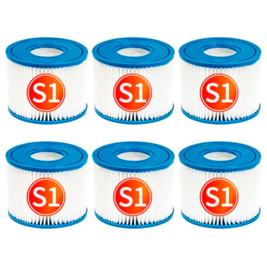Filtre de piscine YanBan compatible avec PureSpa Type S1, cartouche de rechange pour pompe à cartouche, lot de 6 f