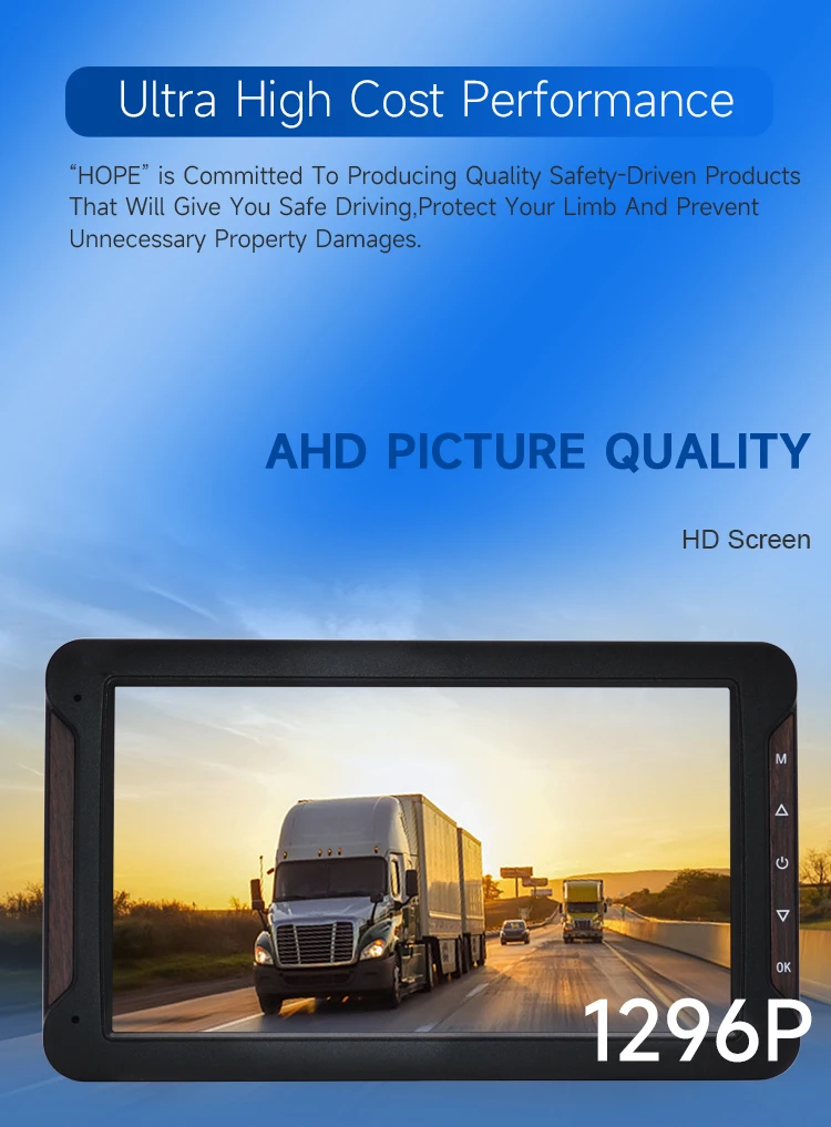 7 Inch Button Operation HD Full Color Camera Waterproof Loop Recording 2 Channel DVR