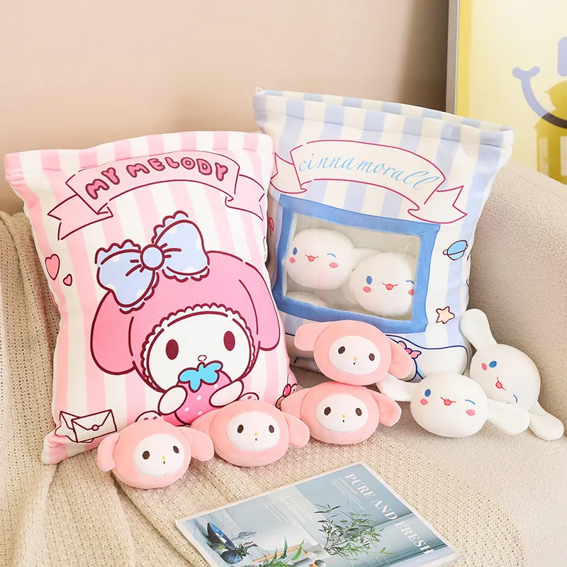 

Лидер продаж, плюшевая кукольная Подушка Sanrios Kuromi, My Melody Cinnamoroll, мультяшная мягкая подушка, милый автомобильный подголовник, аниме подкладка, подарок для девочки