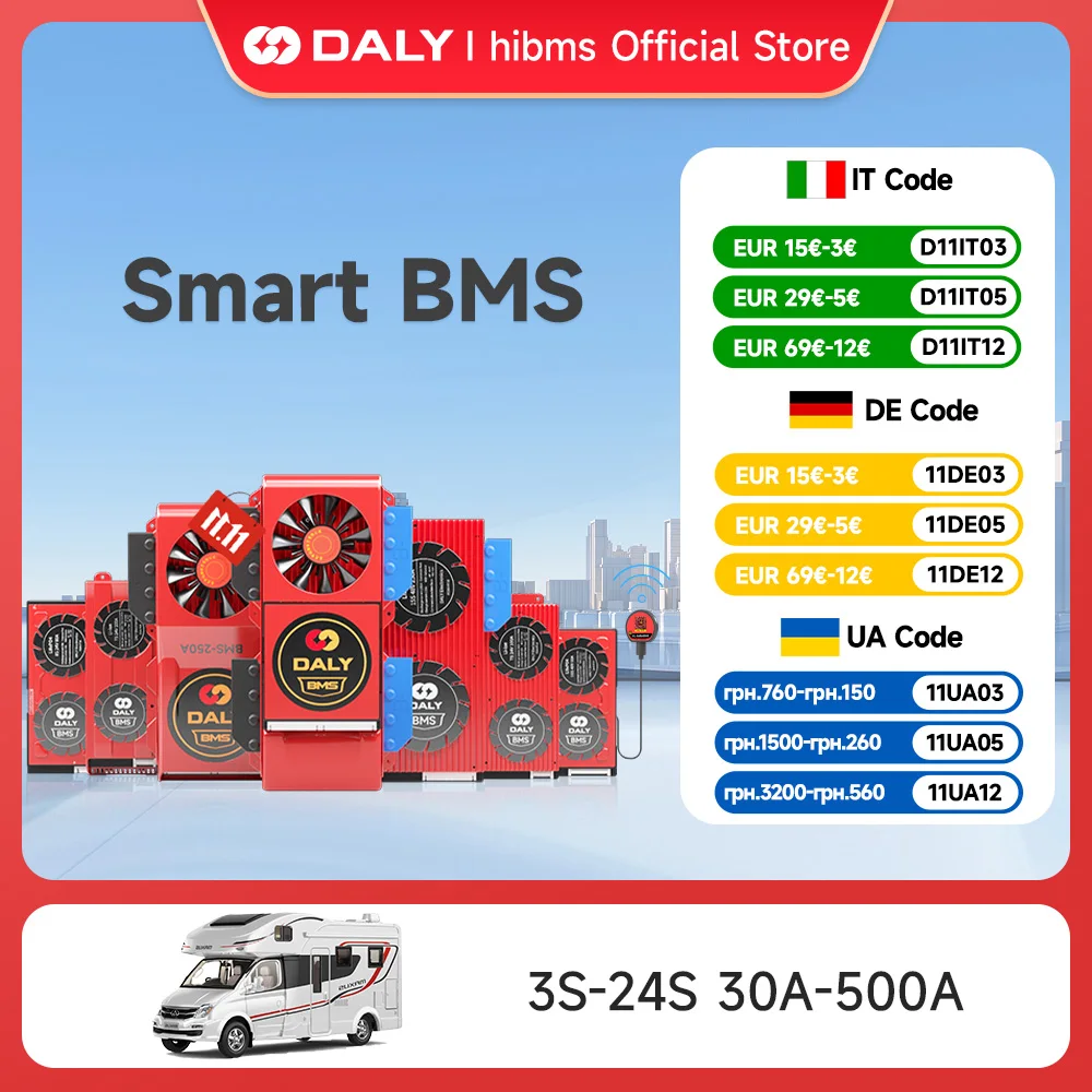 Daly Smart BMS Li-ion 7S LiFePo4 4S APP BMS 8S 24V Lifepo4 BMS 16S 48V Równoległy Bluetooth Inwerter energii słonecznej Power Bank