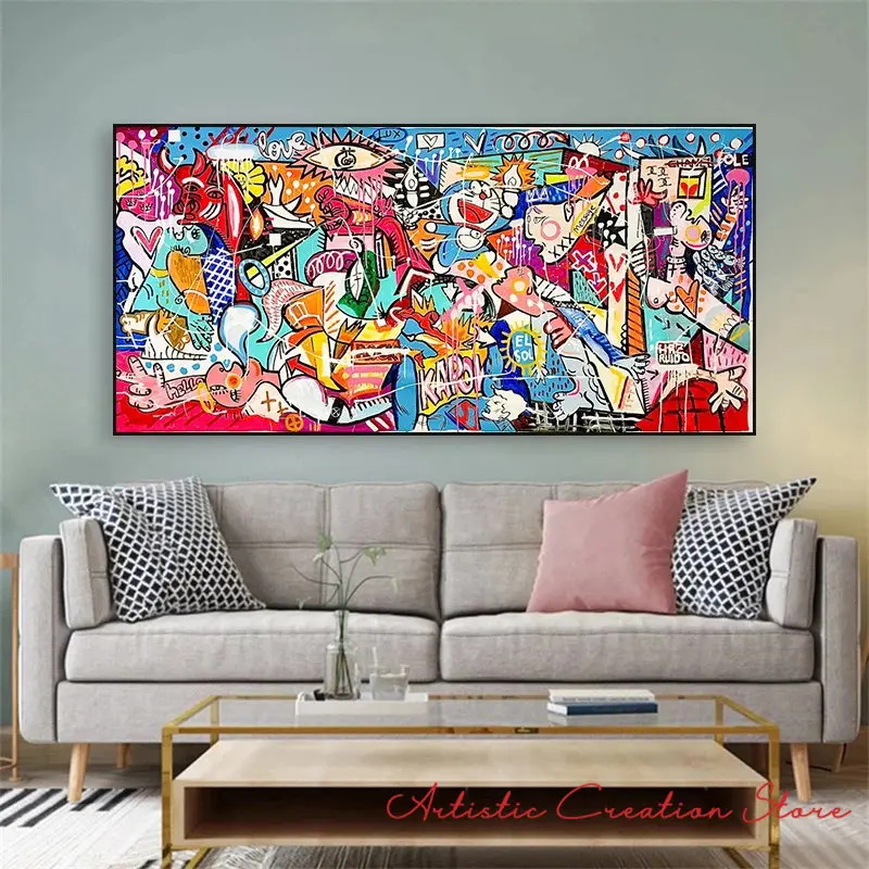 Abstract Wall Art Picture Picasso Famous Painting 《Guernica》Posters Canvas Painting for Modern Living Room Home Office Decor