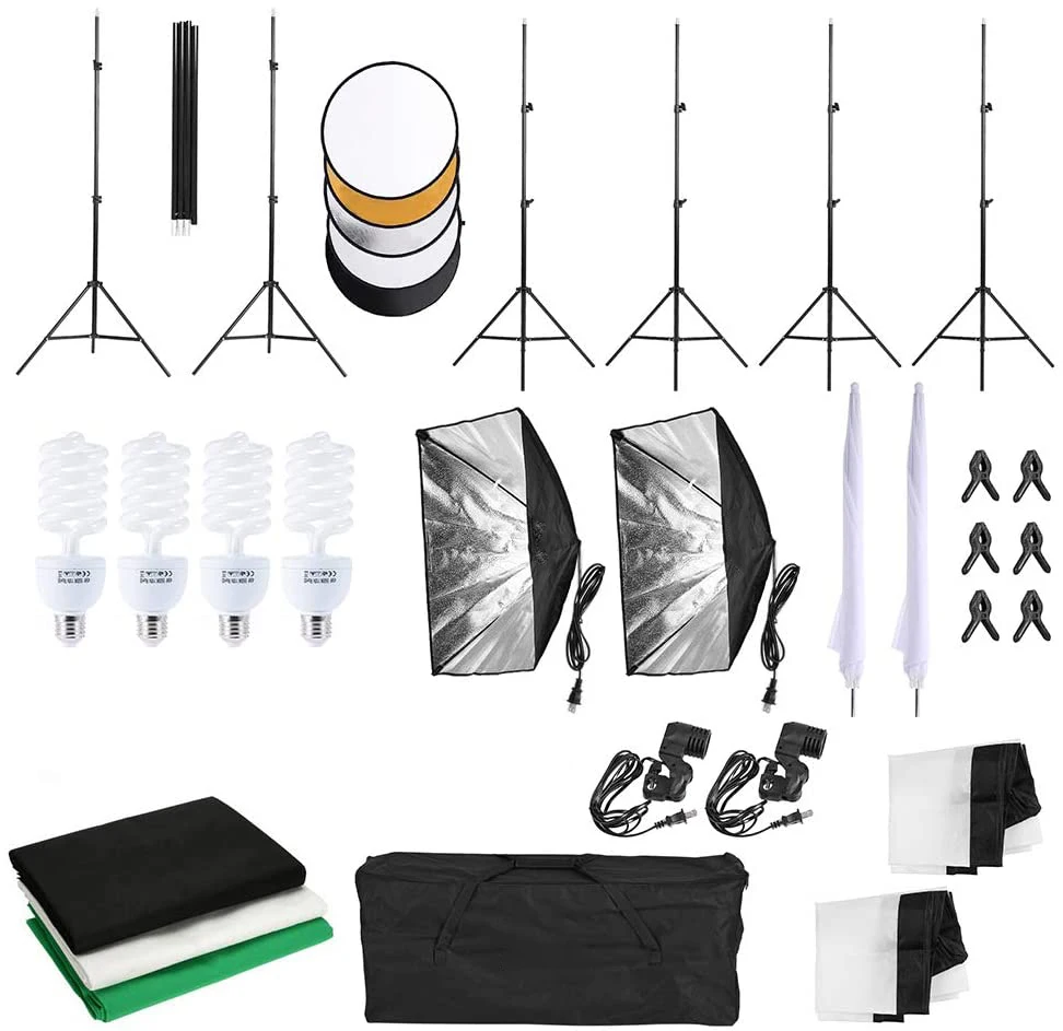 

2025 hot sale Cost-effective Photo Studio Equipment Set Include Backdrop Stand,reflector,Photography Lighting Kit Umbrella Sof