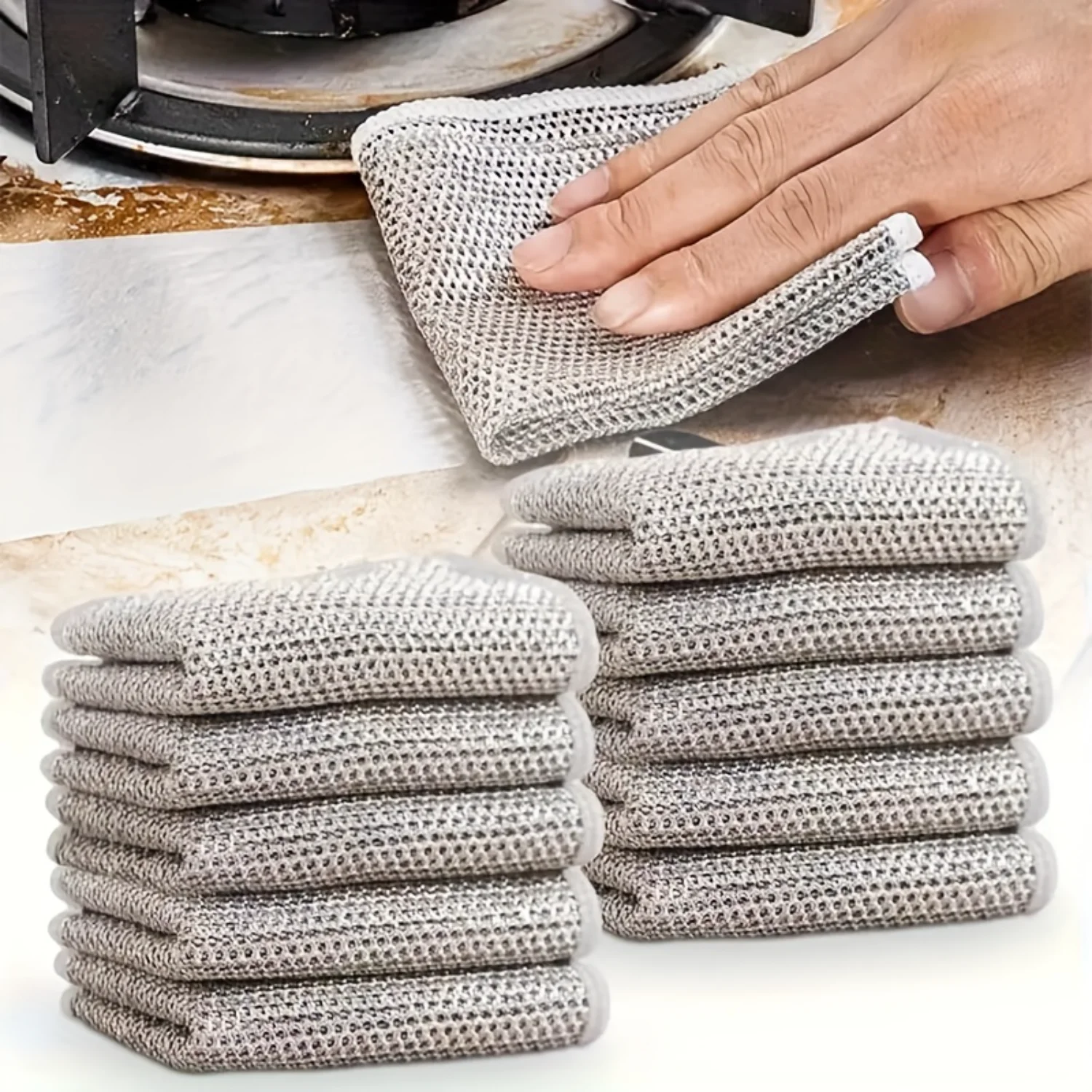 Grid Dishcloth, Multi-purpose Dish Rag, Stove Sink Wire Dishwashing Mesh Cloth, Steel Wire Scouring Pad, Household Cleaning Clot