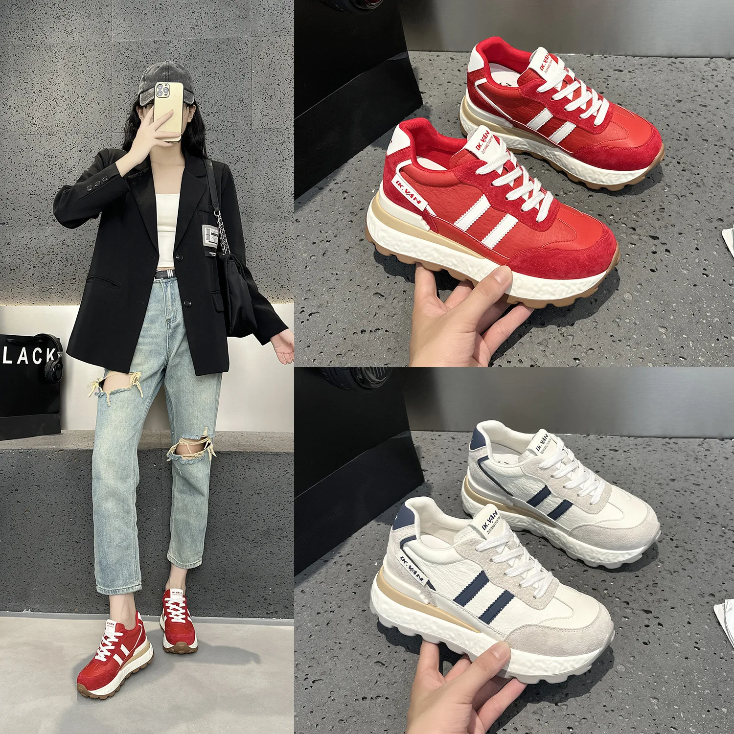 Dexun shoes women's 2026 new autumn casual sports shoes women's shoes popular super fire versatile Forrest Gump shoes