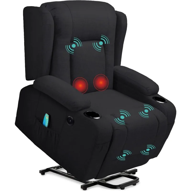 Modern Linen Electric Power Lift Chair, Recliner Massage Chair, Adjustable Furniture for Back, Legs w/ 3 Positions