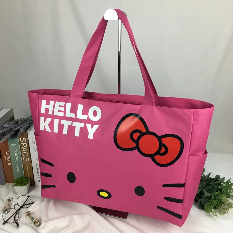 Sanrio Handbag Hello Kitty Anime Cute Student Outdoor Cartoon Large Capacity Kawaii Storage Bag Canvas Bag Toy Girls Gifts