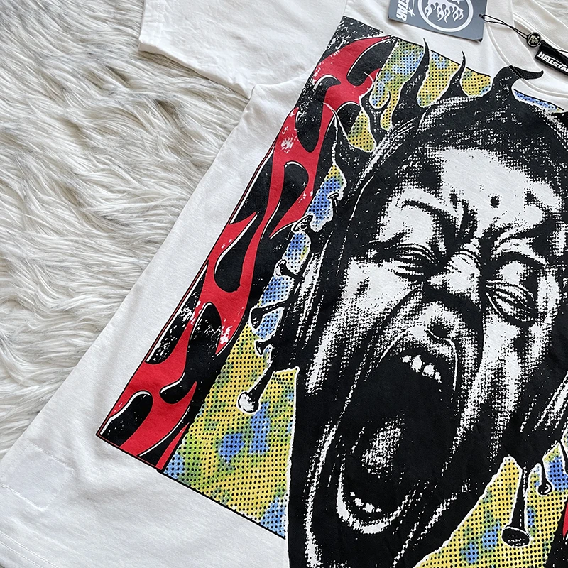 Hellstar Studios Rock Style Printed Unisex Casual Short Sleeve T-Shirt Cotton Youth Summer Fashion round Neck Top