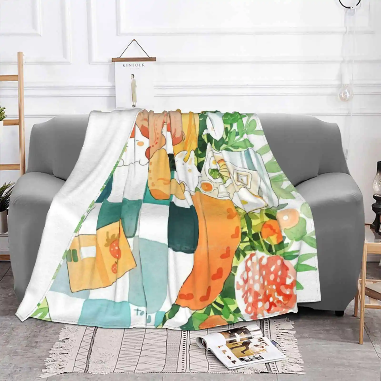 Springtime Snooze. New Arrival Fashion Leisure Warm Flannel Blanket Flowers Watecolor