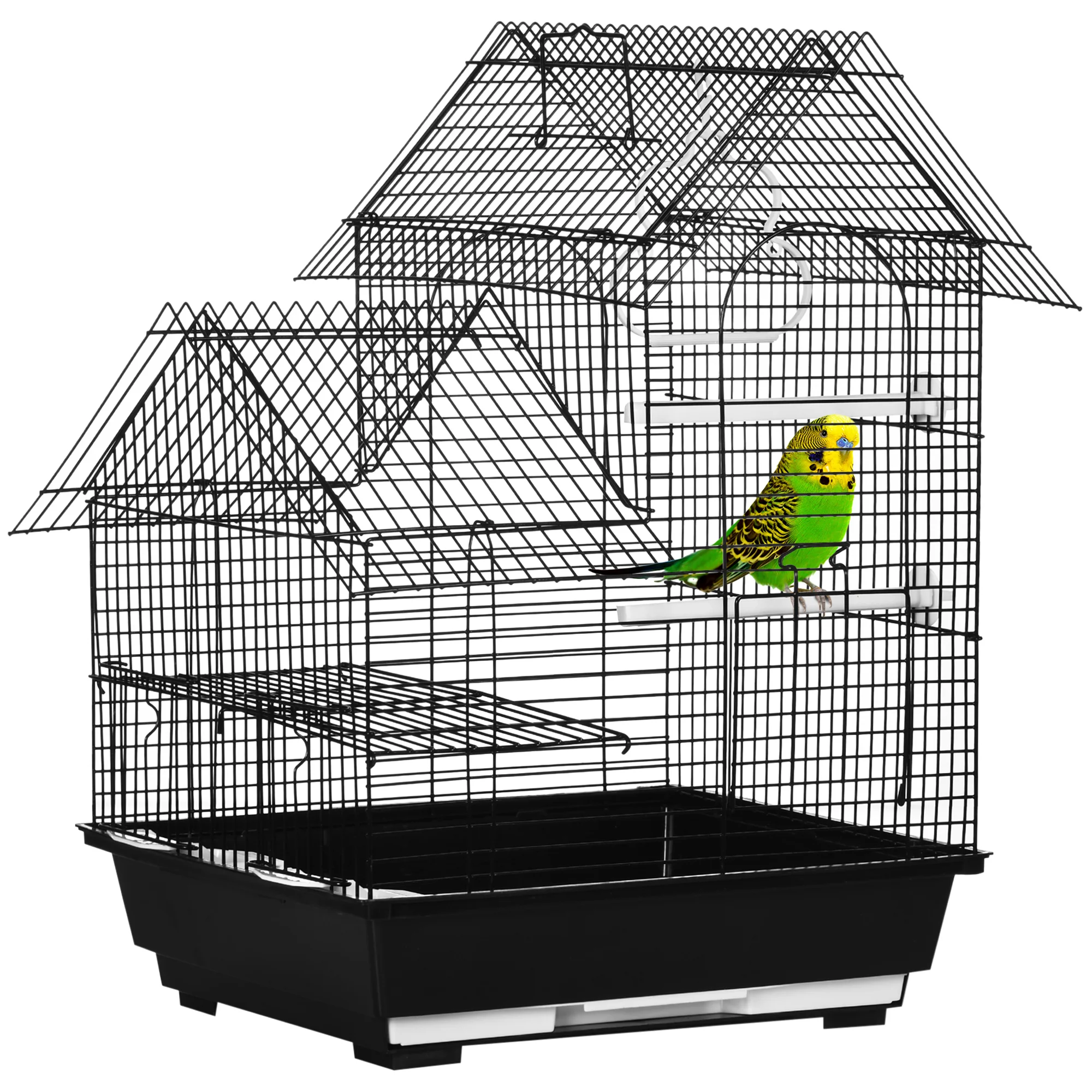 PawHut Birdcage 39x33x47cm with 3 doors 2 feeders 2 hangers tray