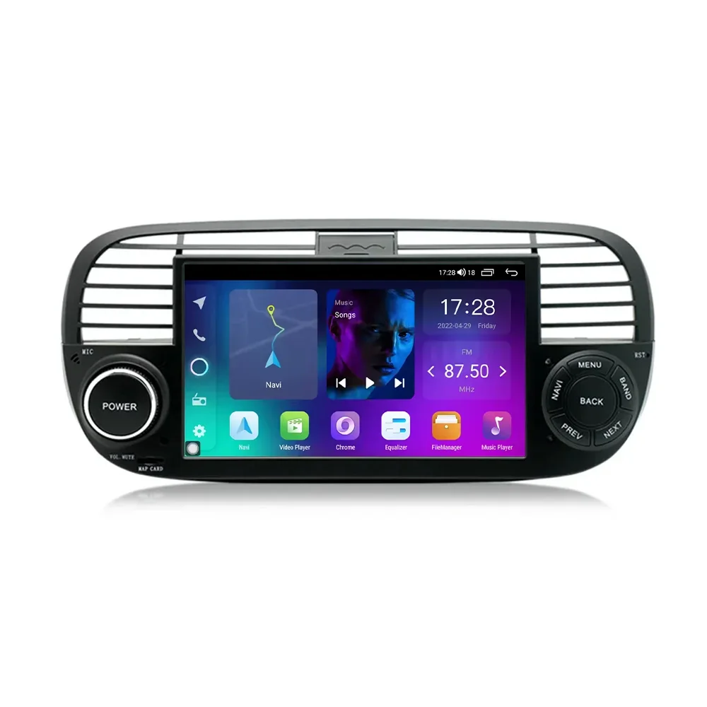 Android carro dvd player 7 Polegada auto inteligente toque diamante tela duplo din estéreo do carro para fiat 500 2007-2015 carplay com gps/mp5