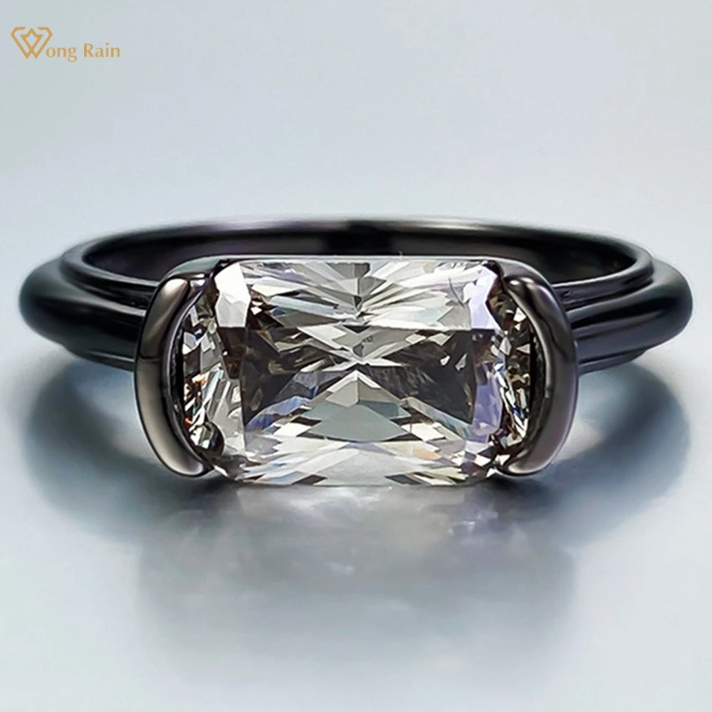 

Wong Rain 925 Sterling Silver 6*9 MM Radiant Cut Lab Sapphire Gemstone Wedding Party Fine Jewelry Gifts Ring for Women Wholesale