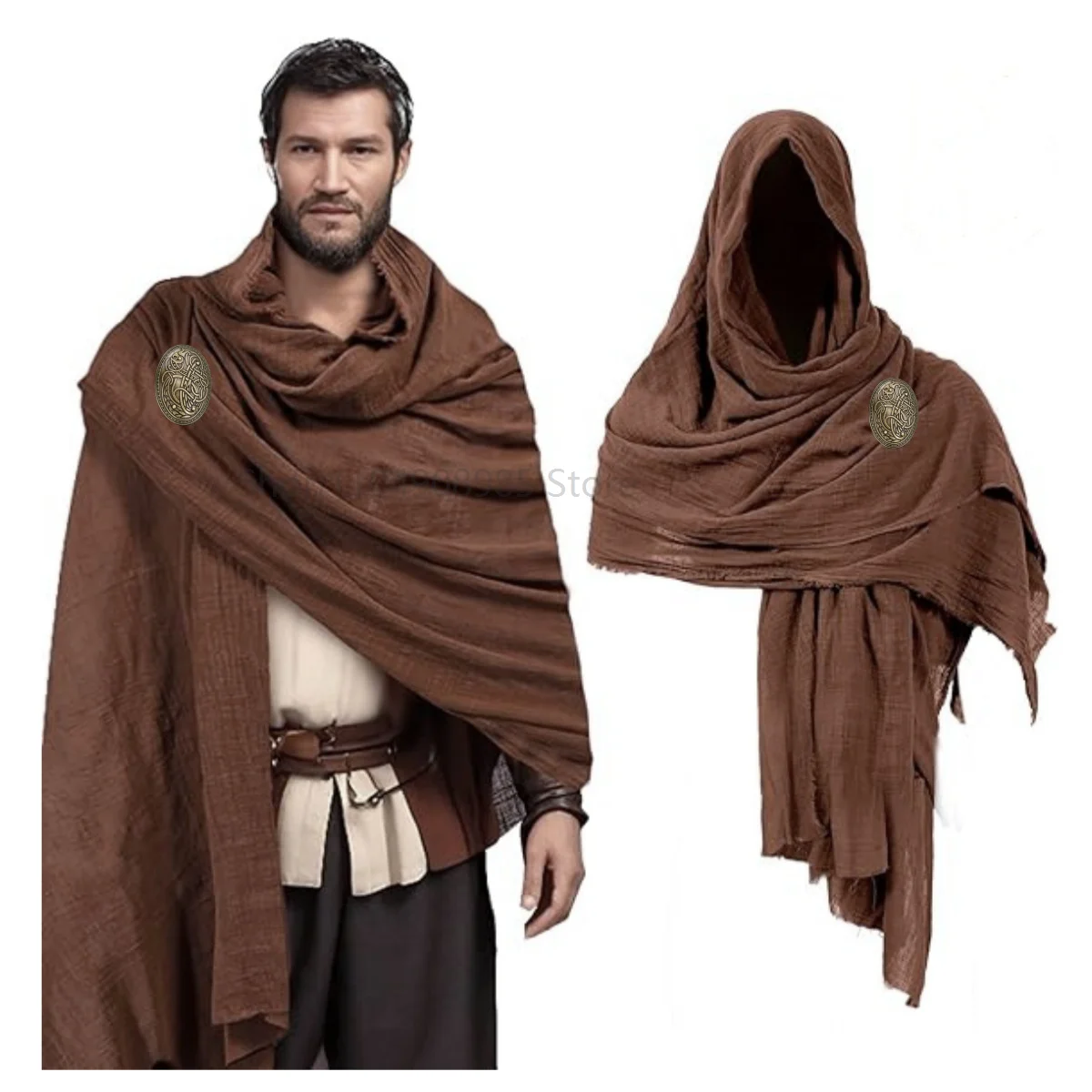 

Adult Men Retro Steampunk Medieval Cape Vintage Gothic Knight Armor Lace Up Cloak Cosplay Costume Shawl Halloween Carnival Suit