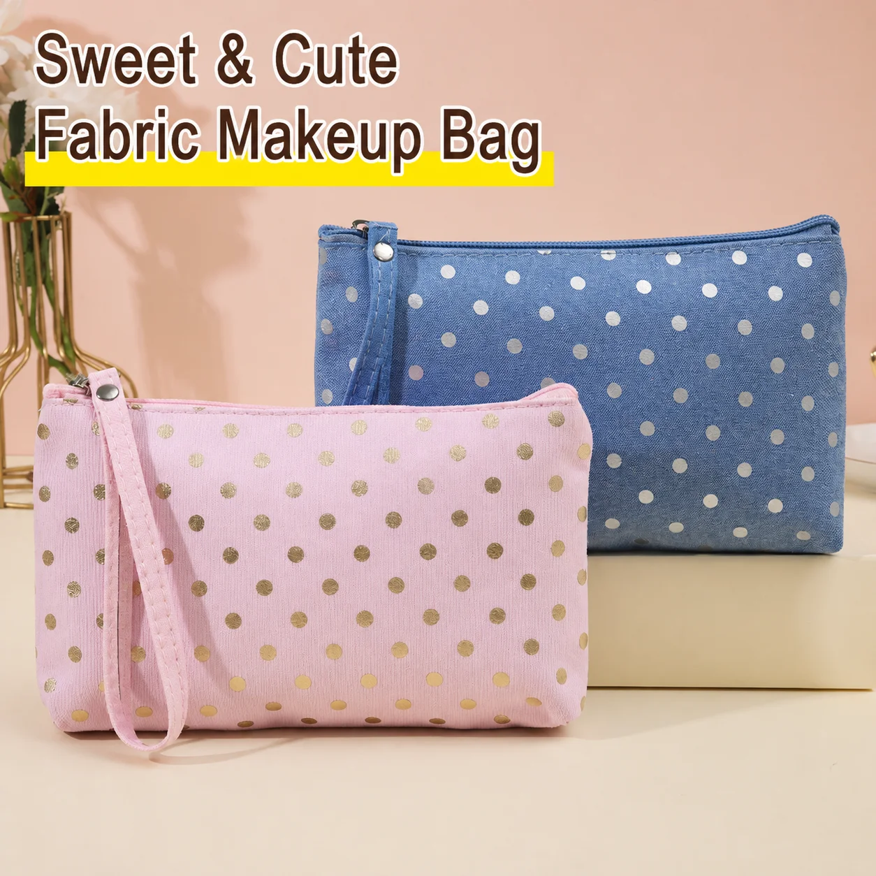 Canvas Cosmetic Bag Wear-Resistant Travel Pouch Toiletry Bag Sweet Coin Purse For Travel Toiletries Mobile Phone