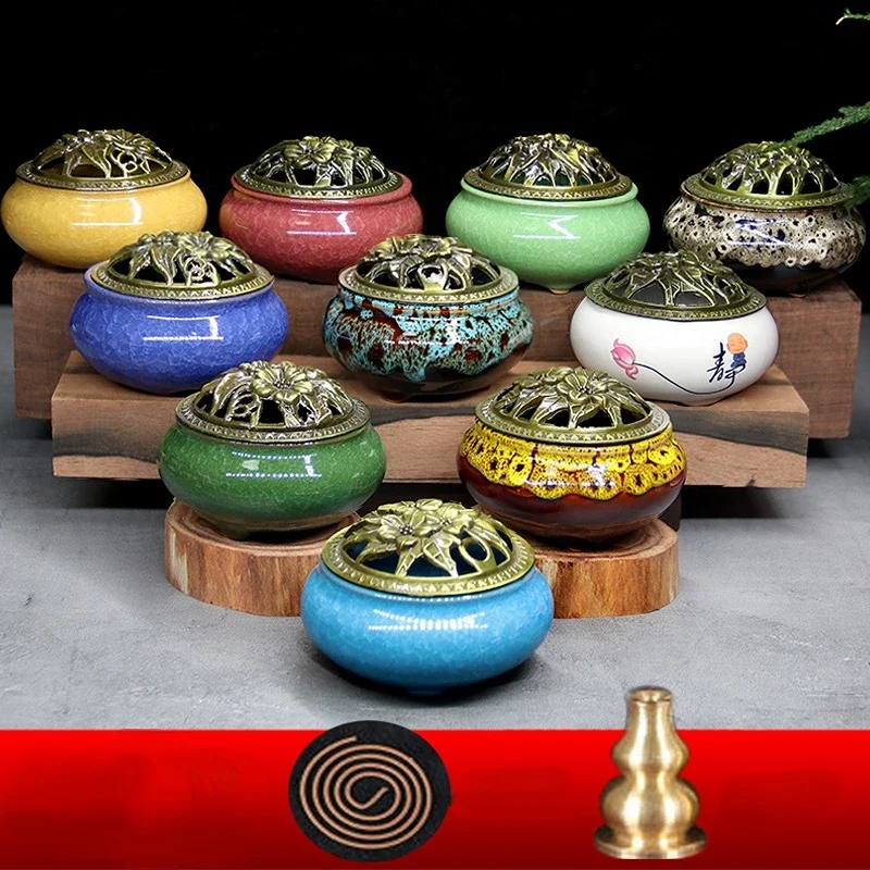 

Aromatherapy Indoor Ceramic Incense Box Sandalwood Mosquito Coil Tray Incense Incense Coil Size Mosquito Repellent Burner