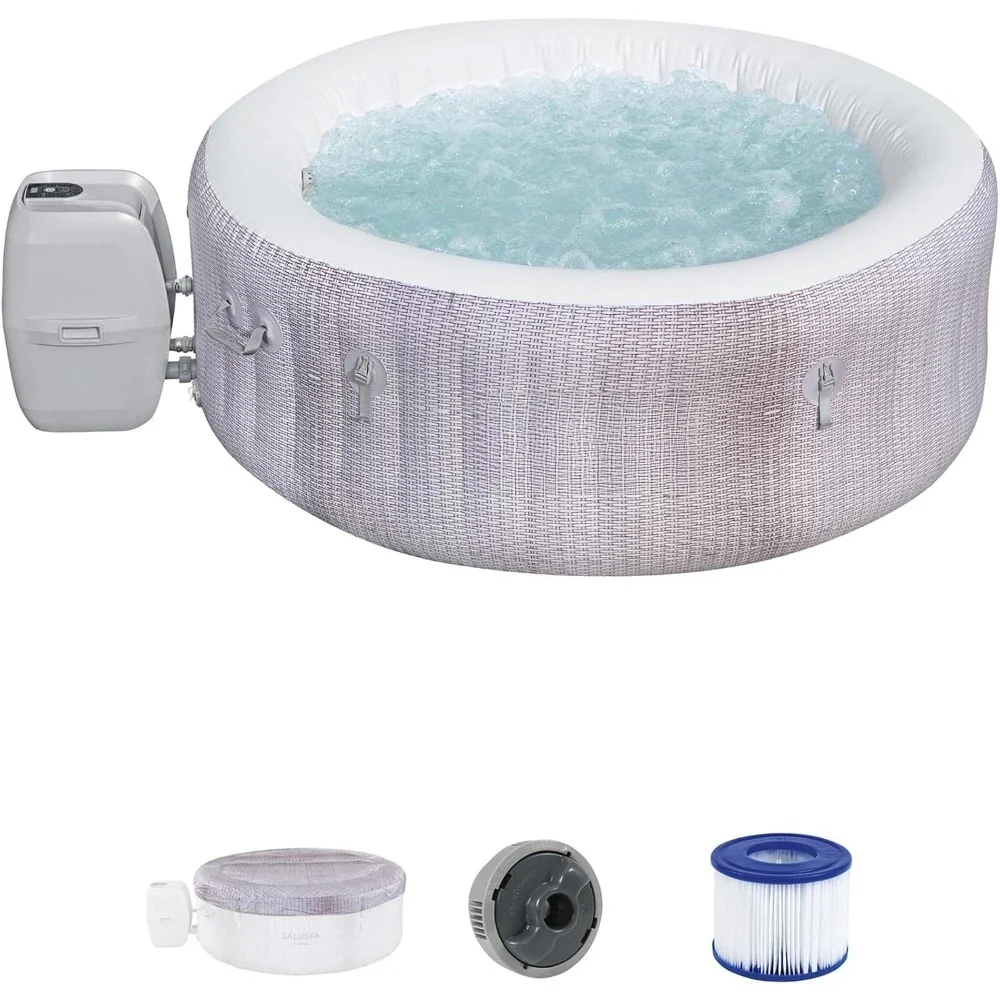 71 X 26 Inflatable Hot Tub Round Portable Outdoor Spa with 120 AirJets and  Energy Saving Cover, Bathtubs