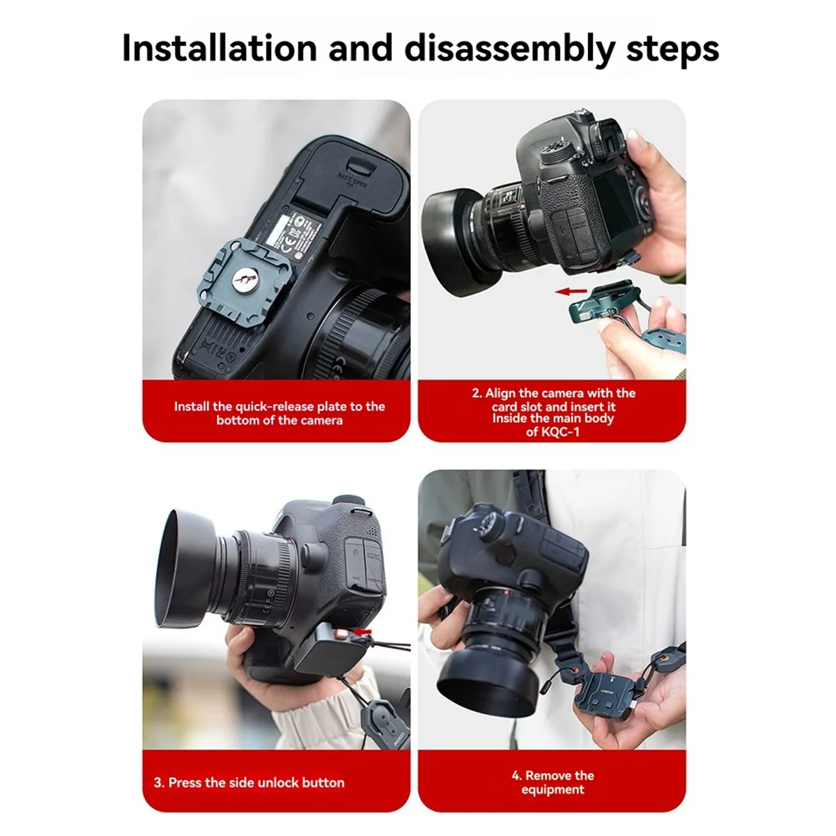 قاعدة حزام الكتف سريعة التحرير مع محول قطع الاتصال السريع للكاميرات للوحات الإصدار السريع