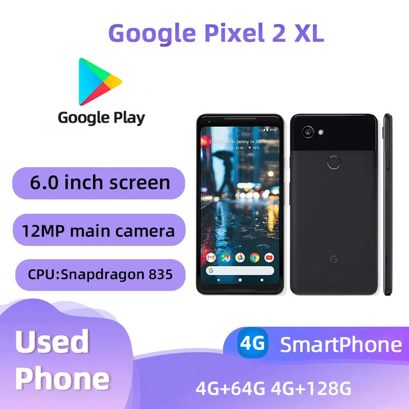 Google Pixel 2 XL 4G bands 4GB RAM 64GB/128GB ROM 3520mAh 12MP NFC Fingerprint Smartphone Cell Phone Original Unlocked 99% New