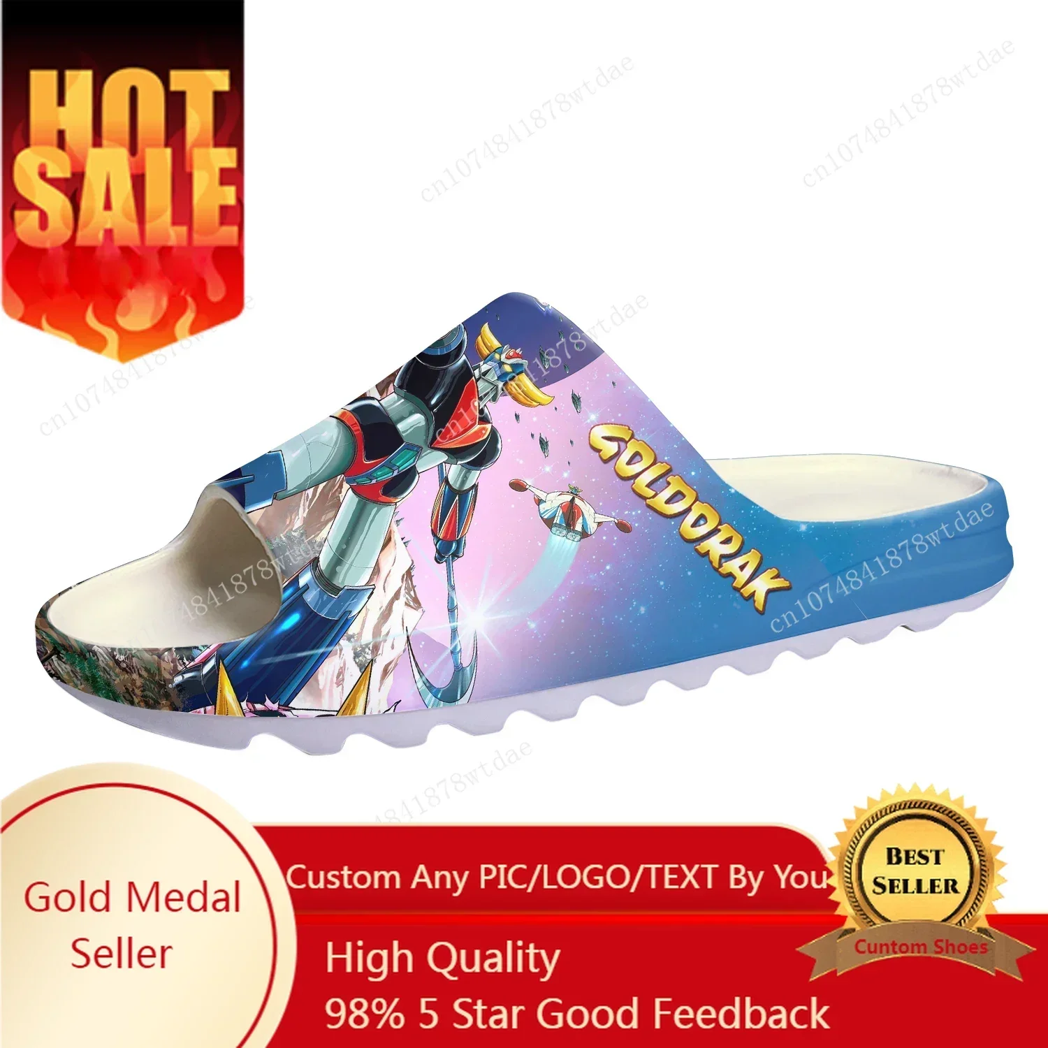 

UFO Robot Goldrake Grendizer Soft Sole Sllipers Mens Womens Home Clogs Step In Water Shoes On Shit Customize Sandals