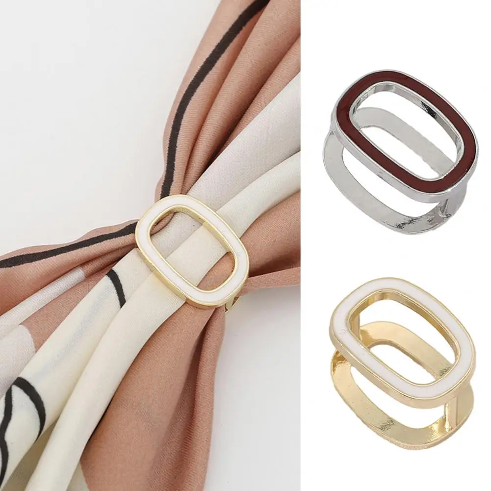 Chic  Scarf Ring Fine Workmanship Smooth Edge Dating Scarf Ring Oblong Shape Stainless Scarf Buckle Jewelry Accessory