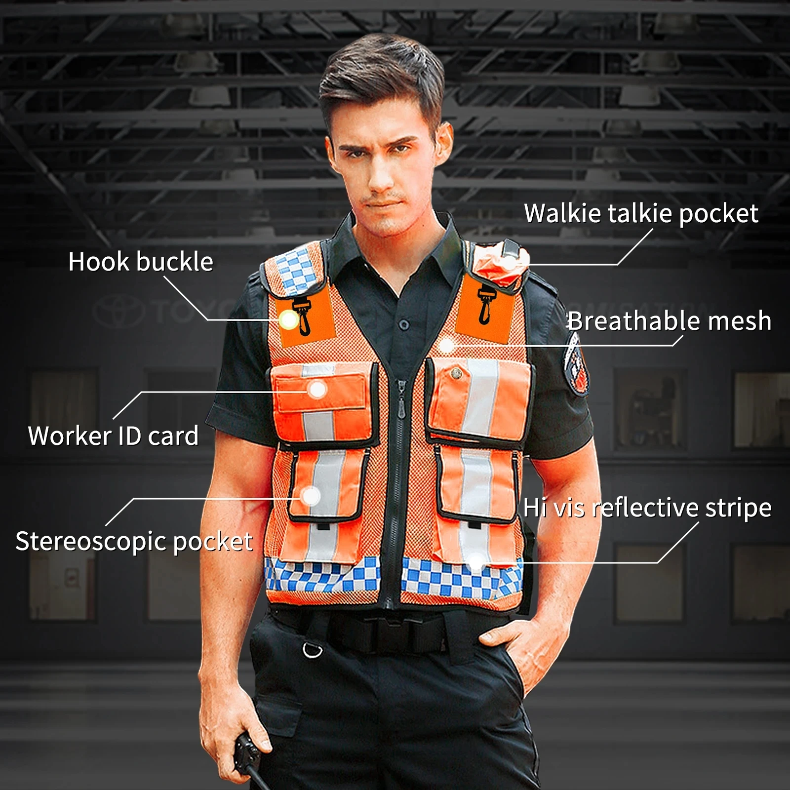 High Visibility Reflective Safety Vest High-Quality Breathable Mesh Large Pocket Police Vest Night Safety Cycling Clothing