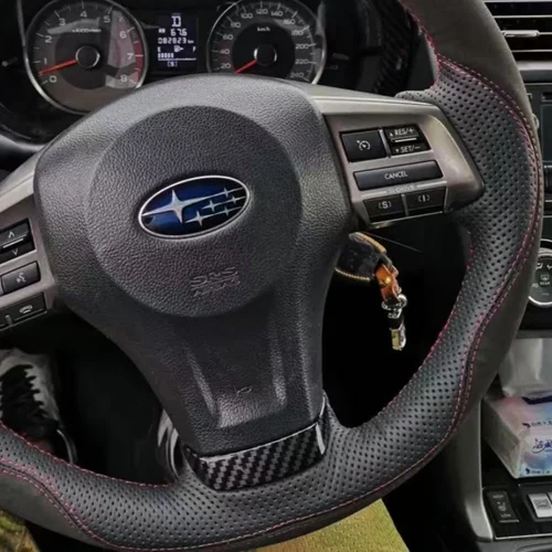 Imagen 2 del producto Protector para volante de coche personalizado, cuero de gamuza de microfibra antideslizante para Subaru XV Forester 2013 2014 2015 Avant, envoltura para volante