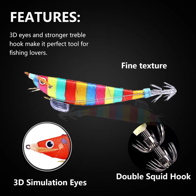 Octopus Squid Jig Luminous Lure12Cm-14.3G Wooden Shrimp Artificial Fishing Lures Octopus Cuttlefish Shrimp Hard Fishing Bait
