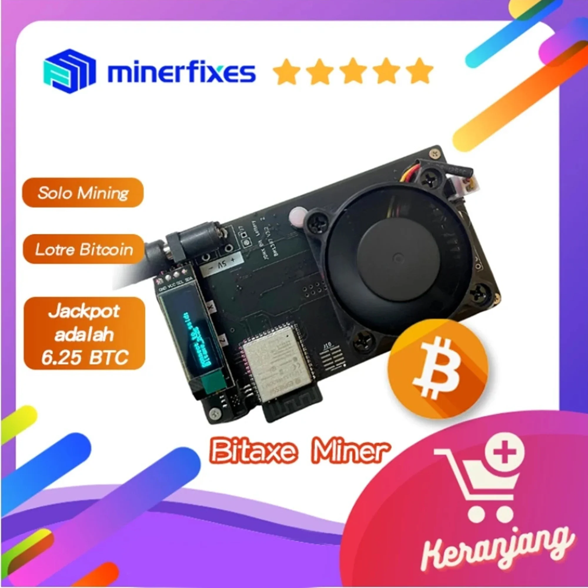 

mini bitcoin minernew Bitaxe 320GH/S Bitcoin BTC Solo Miner Crypto Mining BTC Solo Miner 18-22W BM1370 EU PLUG