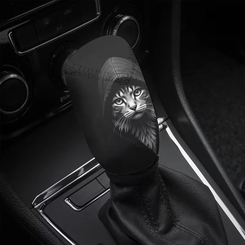 1pc, A Unique Cat-Themed Printed Gear Shift Dust Cover Suitable For Various Car Models, Featuring A Distinctive Design That Is E