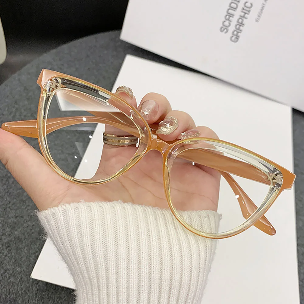 

Women Cat's Eye Myopia Eyeglasses Female Fashionable Vintage Anti-blue Light Near Sight Glasses Trendy HD Lens Computer Eyewear