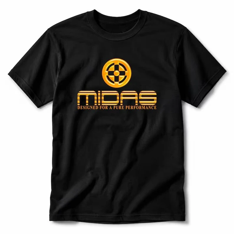 Men's Midas Pro Audio Graphic T-Shirt Black with Bright Yellow Print Ideal for Music Lovers DJs and Producers Unisex Streetwear