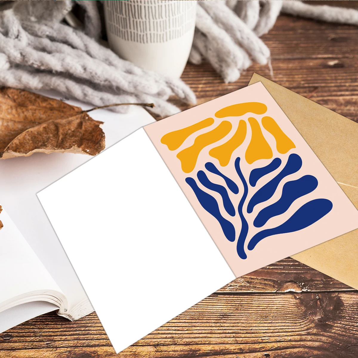 12 Stück abstrakte Linienkunst-Grußkarten mit Umschlägen – Blumenmuster, Welle, Vasen-Design, leere Karten für Geschenke, Geburtstag, Hochzeit, Danke – Detail 4