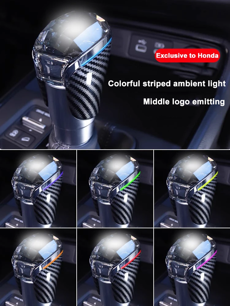 For Honda Accord CRV Fit Civic ZRV XRV Yacht Gear Lever Luminous Crystal Gear shift knob LED Light Modification Accessories