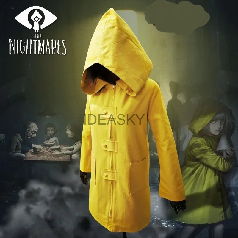 Game Little Nightmares Six Cosplay Costume para homens e mulheres, jaqueta com capuz amarelo, casaco, sobretudo, Halloween, vestido de Natal, crianças, menino