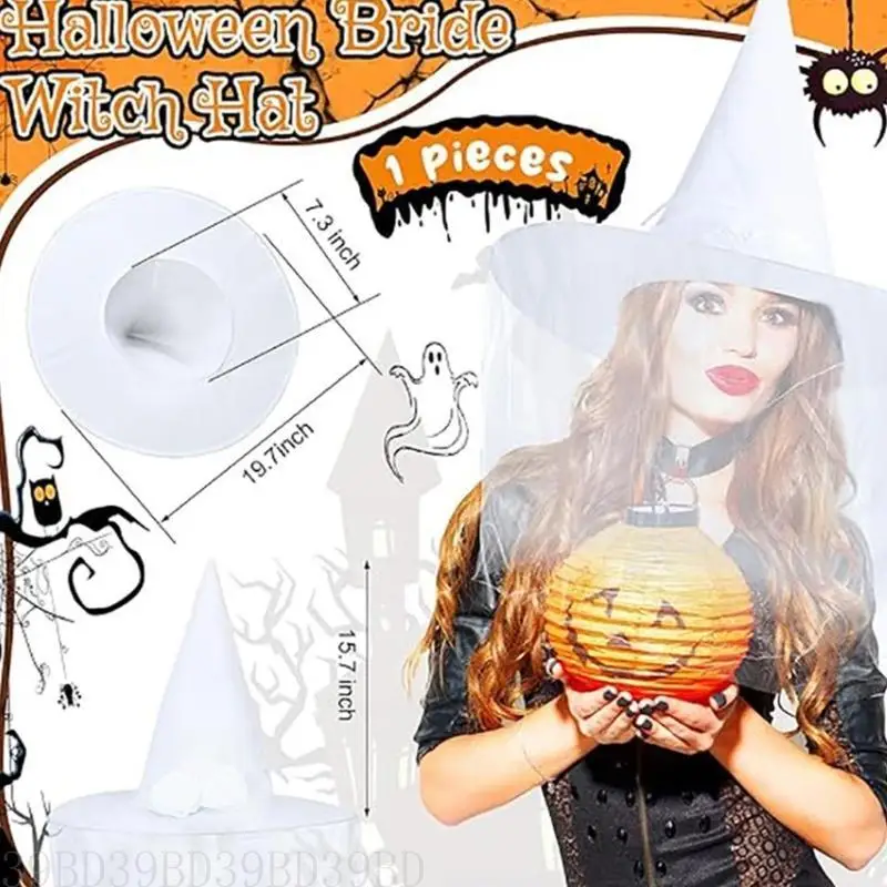 39bd effrayant Halloween Rose Flower Witch Hat Funny Cosplay Party Withwear avec voile