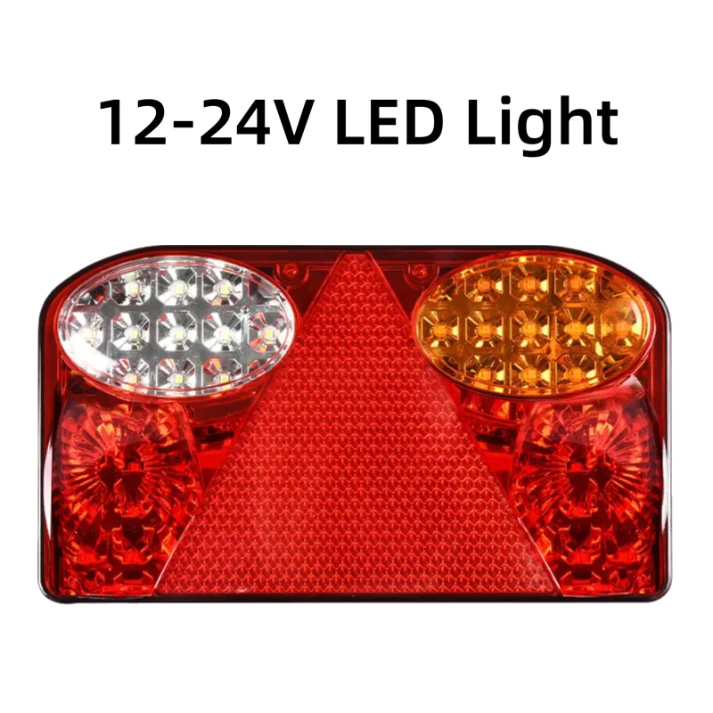 New 12V-24V LED Triangle Tail Lights for Trucks Electronic Turn Brake Lights for Trailers RVs Heavy Duty Truck Rear Lights