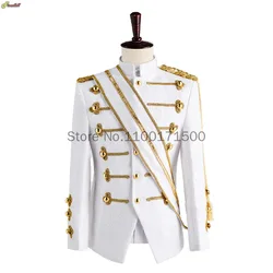 Adult Mens Cosplay Costumes Sequin Steampunk Gothic Blazer Jacket Stand Collar Tassel Design Blazers Nightclub Party Xmas Tops