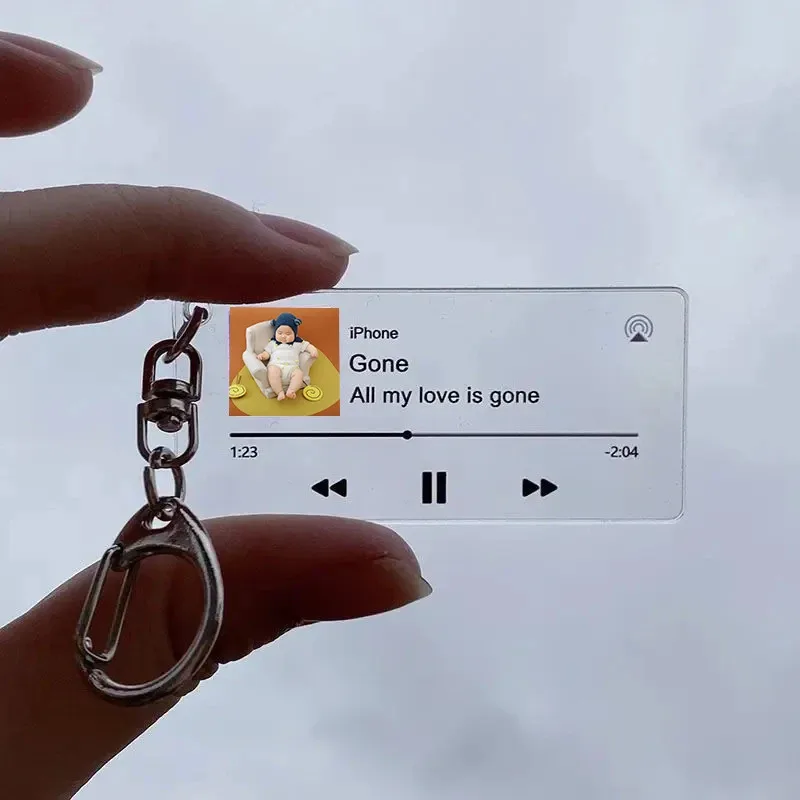 Брелок Spotify, акриловая музыкальная песня, название художника, обложка альбома, брелок на заказ, подарок на фото, памятная коллекция, подарок