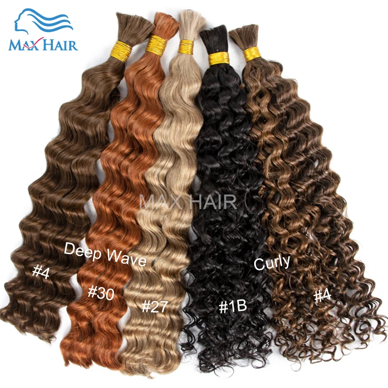 Human Hair Bulk For Braiding Deep Wave No Weft Hair Curly Brazilian Remy Hair Bundles Natural Black Hair Extensions wholesale