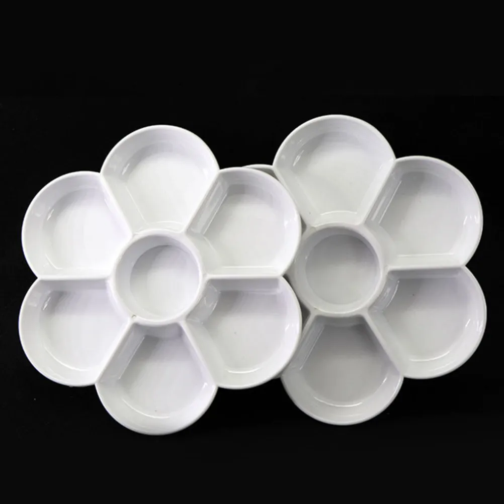 2Pcs Art Paint Palette Imitation Ceramic Plum Blossom Painting Tray Portable Color Mixing Watercolor Pigment Tray