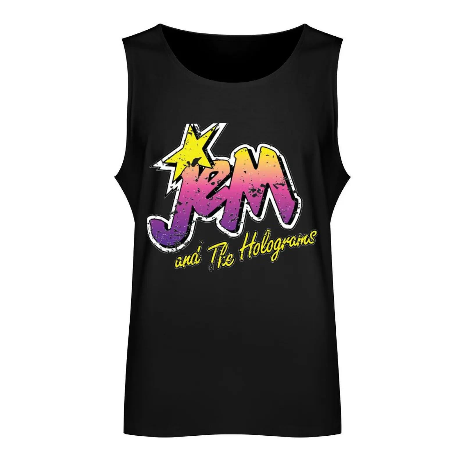 Jem and the Holograms Band Cartoon Misfits Distressed 80s Party Mask Essential Essential Tank Top Man gym clothes Gym man